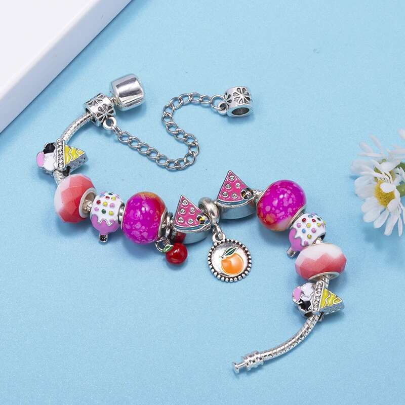 Hot Sale Ice Cream Watermelon Beads Charm Bracelets Fits DIY Brand Bracelet Bangles For Women Men Kids Summer Style Jewelry Gift