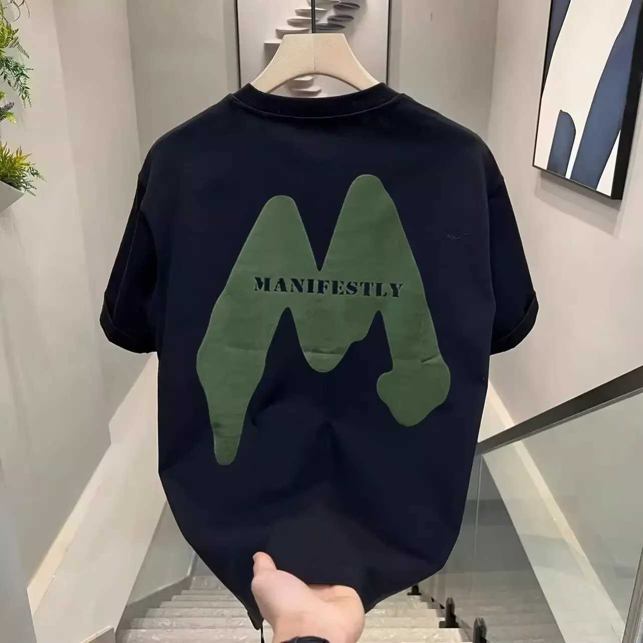 2024 Trendy Mens Casual High-end Short Sleeve T-shirt Summer Half Sleeve Pure Cotton Loose-fit Versatile TopT250319