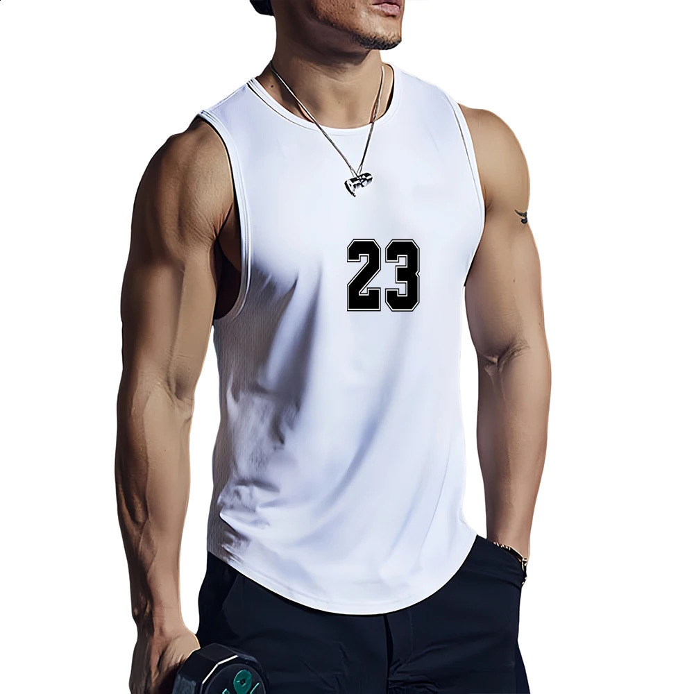 mens quick drying breathable vest for summer 2024 used casual basketball fitness training running loose fitting sleeveless top 250319