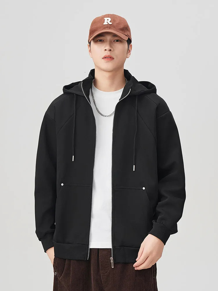 Mens hooded sweatshirt with full zipper spring and autumn Korean casual knitted jacket plus size 6XL 7XL 8XL 250320Z