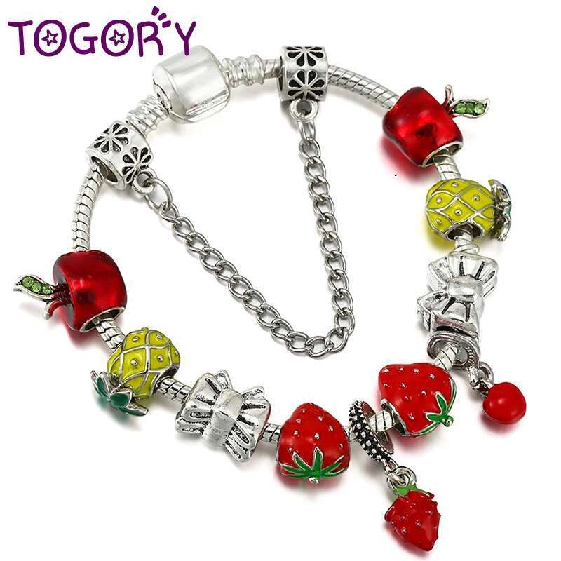 2024 Spring Styles Charm Bracelet With Strawberry Pineapple Beads Bracelets For Women Men Kids Jewelry Gift Dropshipping