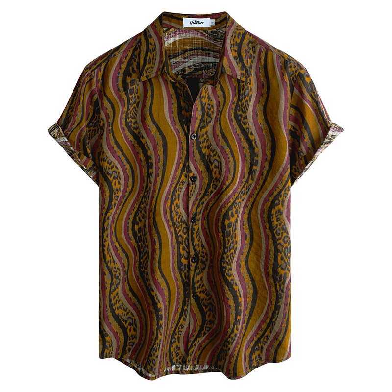 Mens casual Hawaiian floral shirt 3D full print short sleeved button down tropical beach shirt M250320