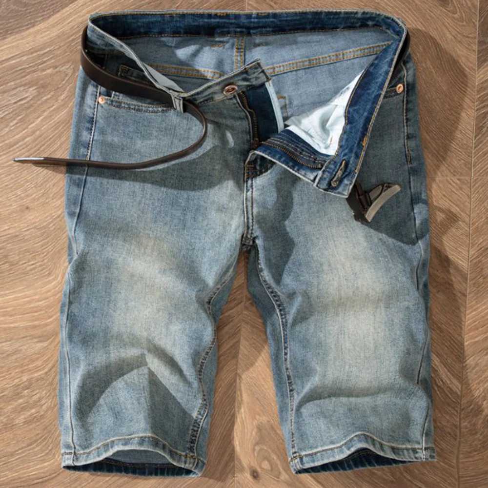 5 summer shorts mens denim pants stretch light blue fashionable design mens jeans ultra-thin straight mens shorts Hombre W250319
