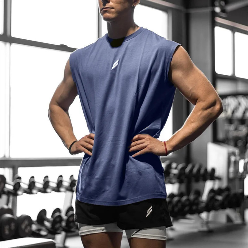 Summer Fitness Sports Tank Top Mens Breathable Loose Mesh Training Sleeveless Tshirt Quick Drying vest men Clothing 250319