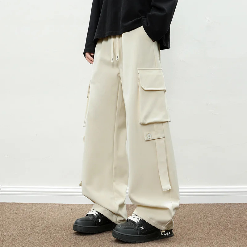 Work Pants For Men In Spring MultiPocket Casual Loose Straight Mens High End Clothing Jogger Man 250319