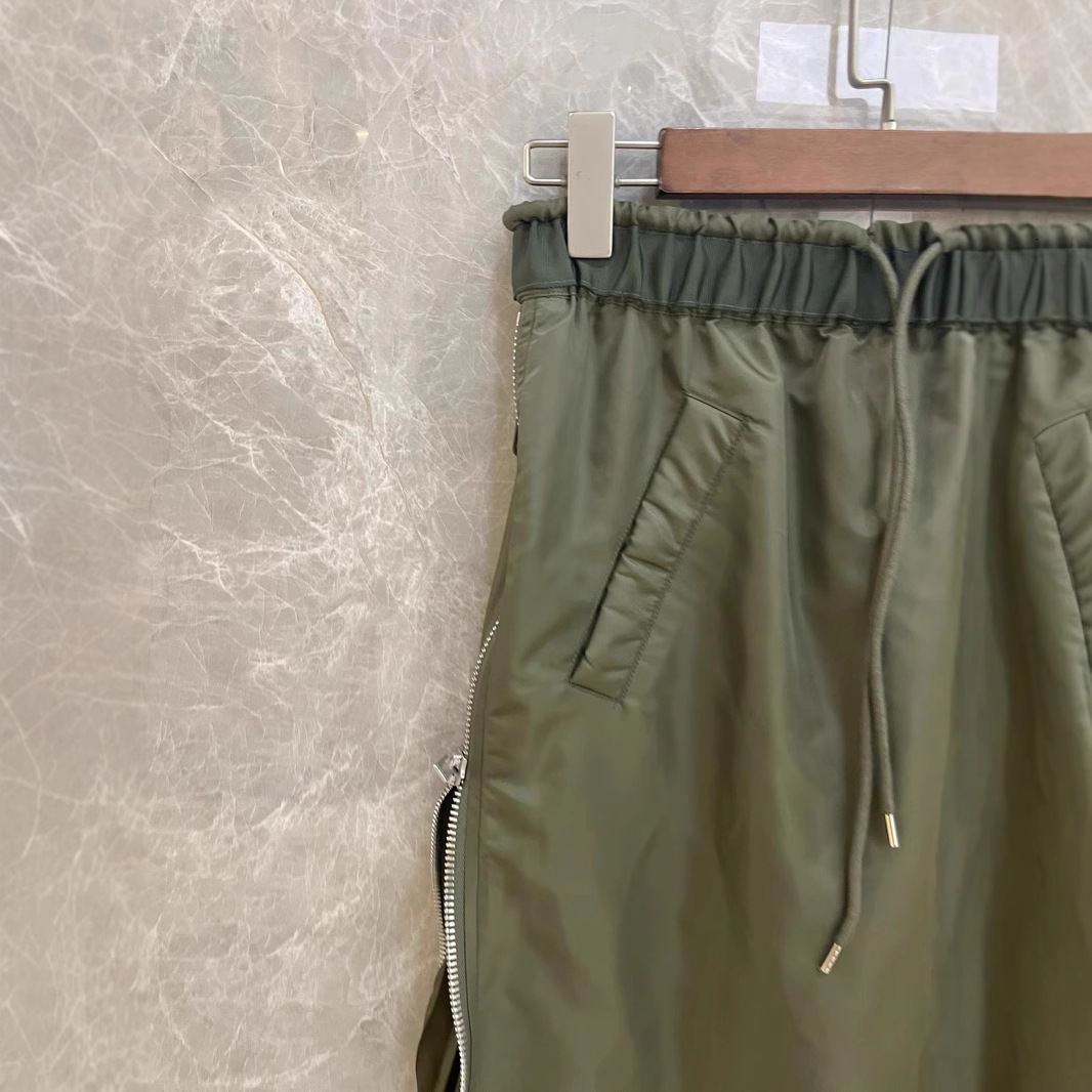FOG SACAI Half length 2024 New Slimming Drawstring, Zipper on Both Sides, Folded Waist Bag, Hip Fold Skirt