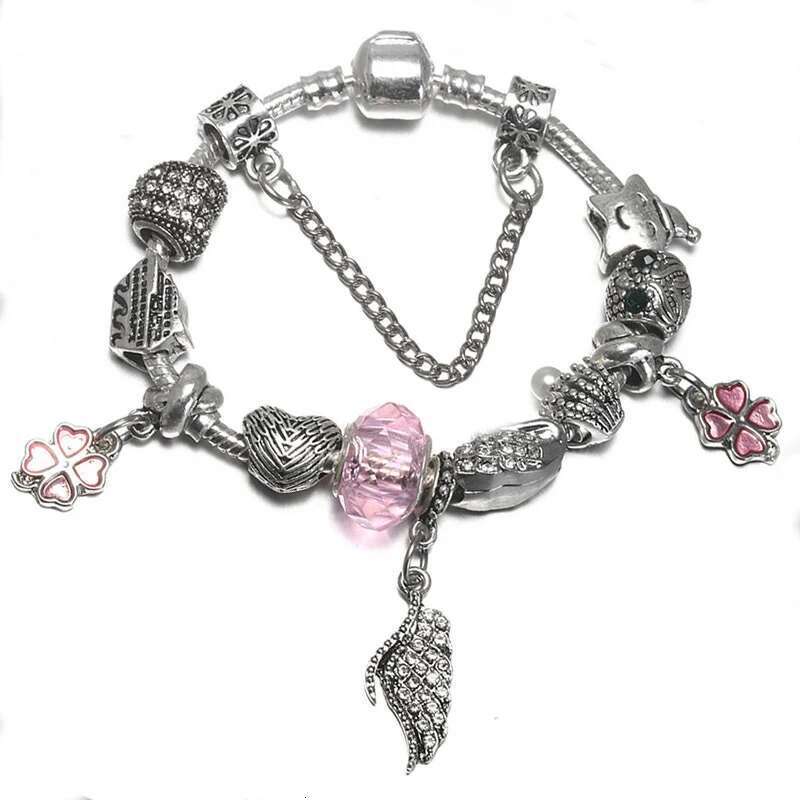 High Quality Charm Bracelets For Women With Crystal Flower Pendant Bracelet Bangle Valentine's Day Jewelry Gift Wholesale