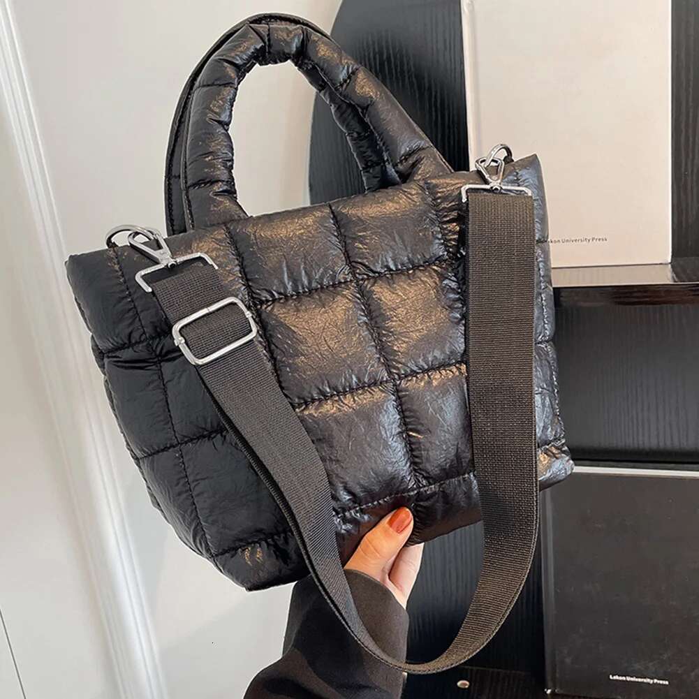 Quilted Padded Tote Nylon Solid Satchel Quality Puffer Crossbody Bag Women Small Shoulder Bags Ladies Large Capacity Handbag