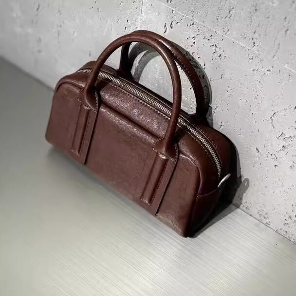 Bags Women S Crossbody Leather Handbag Vegetable Tanned Cowhide Boston Bowling Bag Shoulder Bag Shoulder Bags
