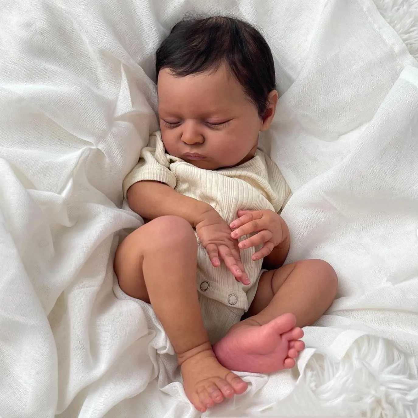 50cm soft silicone sleep regeneration black baby art doll toy girl 20 inches like real cloth body doll birthday gift W250320