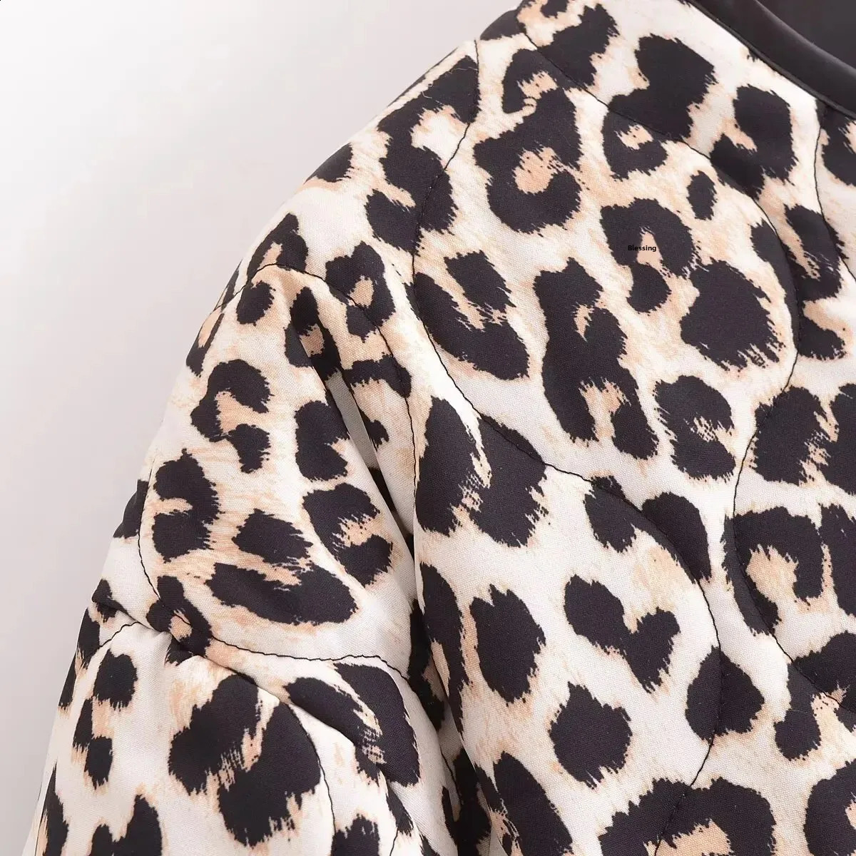 Womens thick winter cotton jacket with leopard print comfortable and warm casual style Chinese 250319