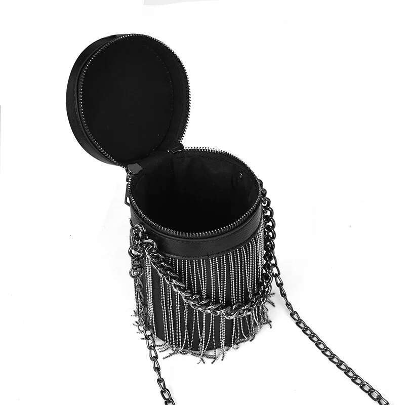 Fashion Tassel Bucket Bag For Women Messenger Black Ladies Handbags And Purse Chain Design Female Shoulder Bag Mini Bolsas