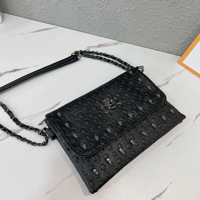 Luxury Womens PU Leather Messenger Bag Handbag Famous Brand Designer Womens Retro Gothic Chain Shoulder Bag Y250319
