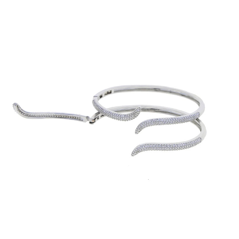 Open Adjusted Size Wave Band Micro Pave CZ Gold Plated Bangle Bracelet For Women Classic Simple Fashion Jewelry 250320