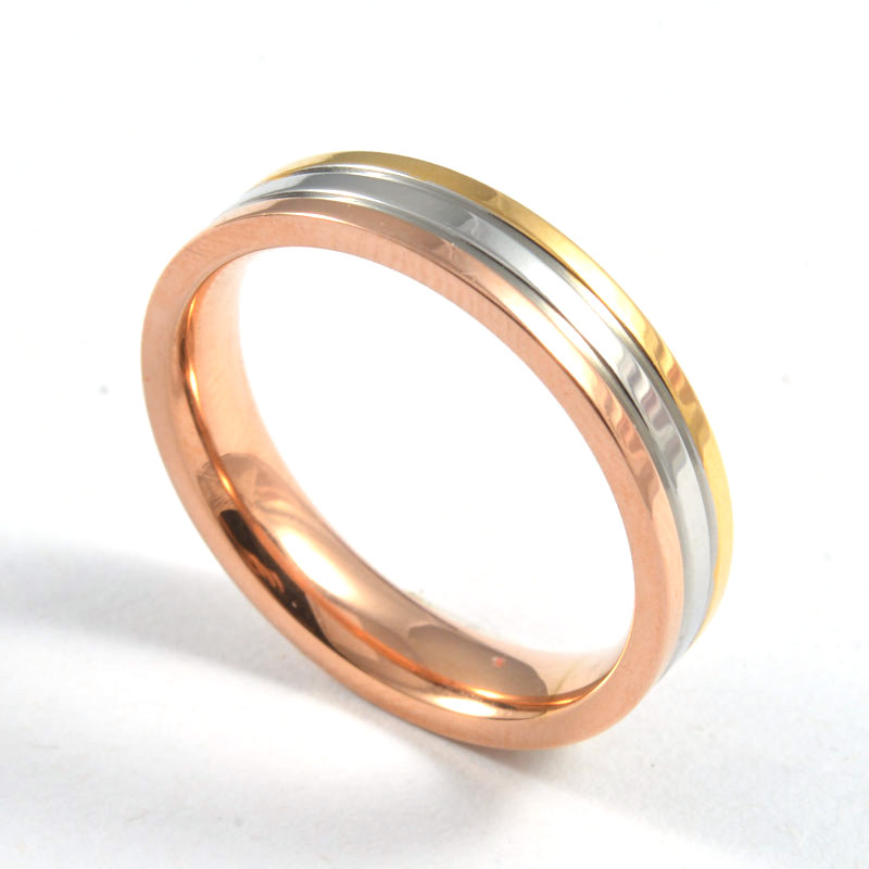 Fashion Women Men Girls Rings Stainless Steel Silver Rose Gold Square Three Circle Rings Jewelry A Gift