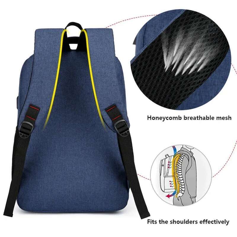 Classic Waterproof USB Charging Casual Men Large Capacity Travel Laptop Backpack School Bag