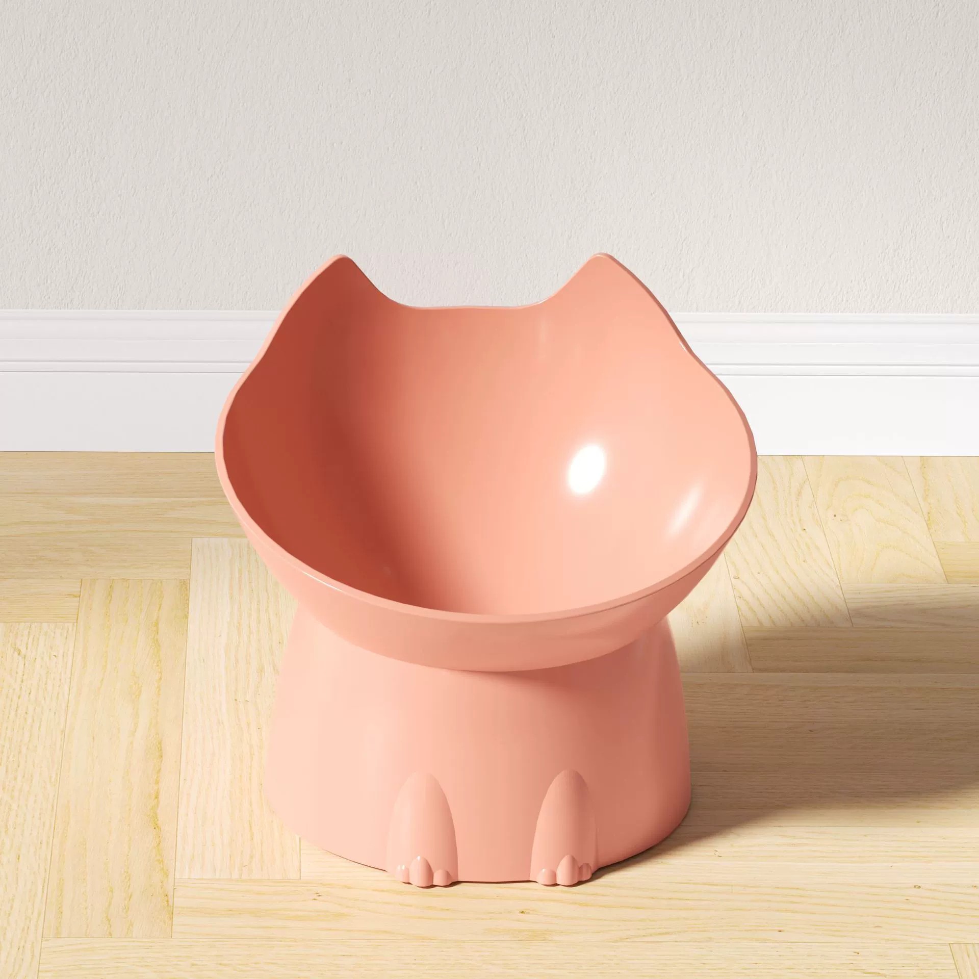 Nordic style pet cervical protection, dog high footed bowl, anti knock plastic slanted mouth cat food bowl