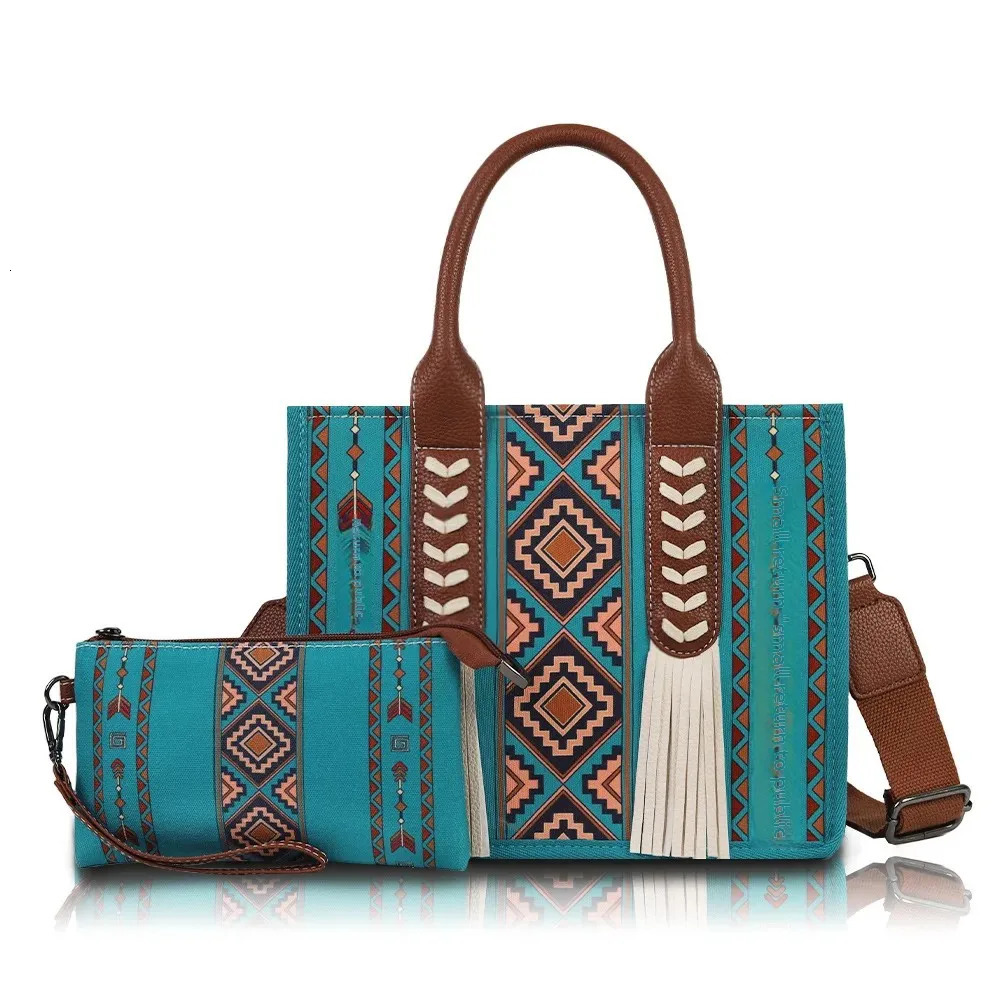 Cross-Border Stock Bohemian Ethnic Style Fringed Unique Mother-Child Canvas Tote Bag Lions Den Bag for ATV UTV Storage R250320