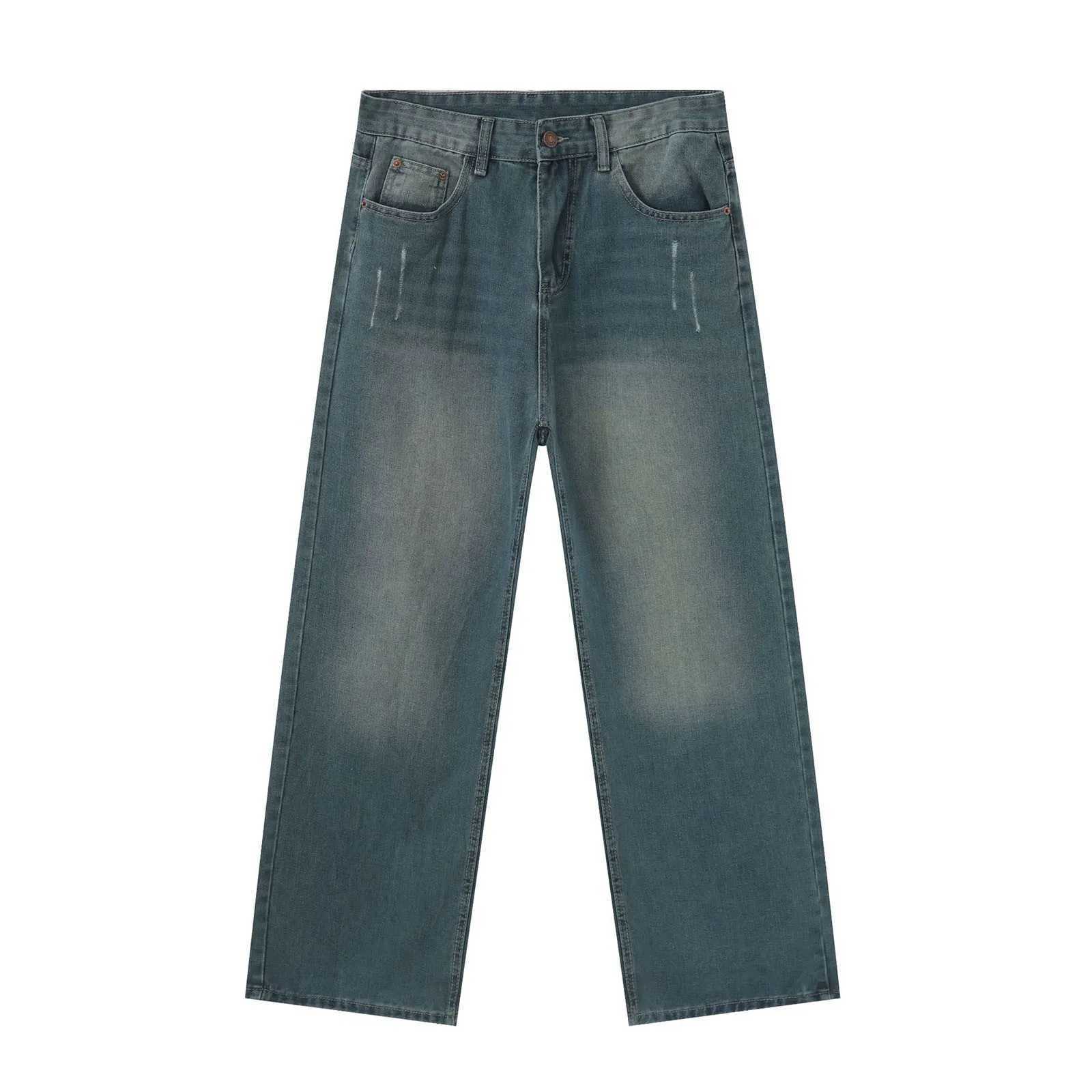 Mens Streetwear Baggy Hip Hop Jeans Wide Leg Skater Denim Pants Casual Loose Fit Long Trousers Streetwear Denim Overalls Y2kT250319