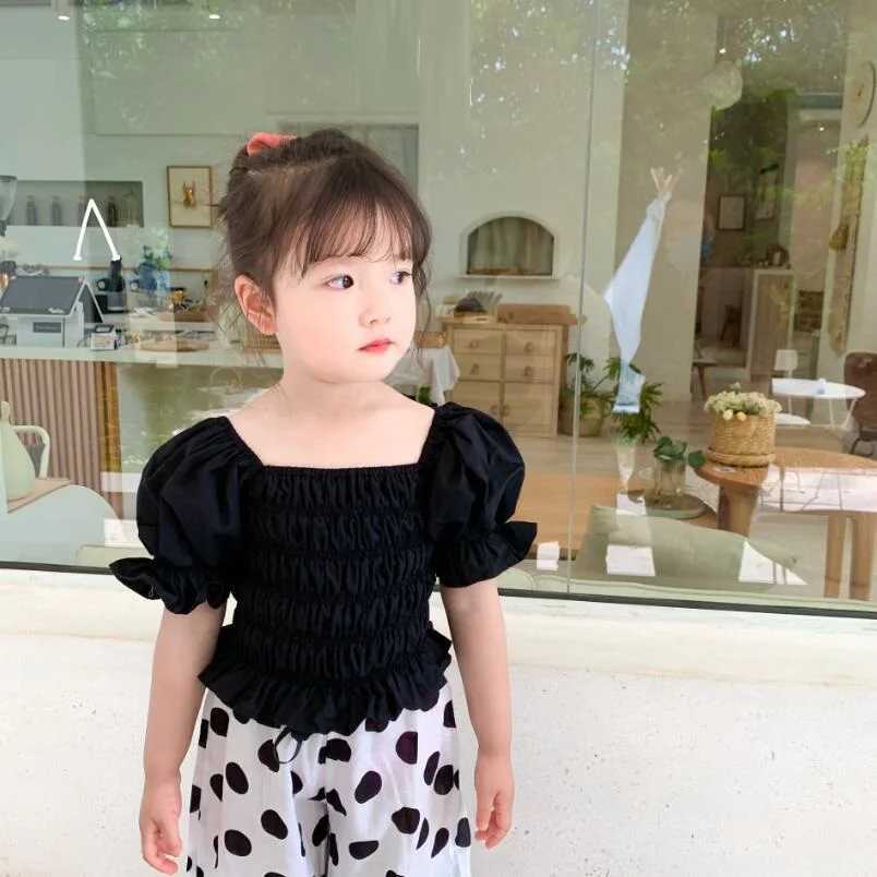 Summer Girls Princess Blouse Puff Sleeve Cotton Toddler Baby Shirt Childrens Shirt Girls TopT250320