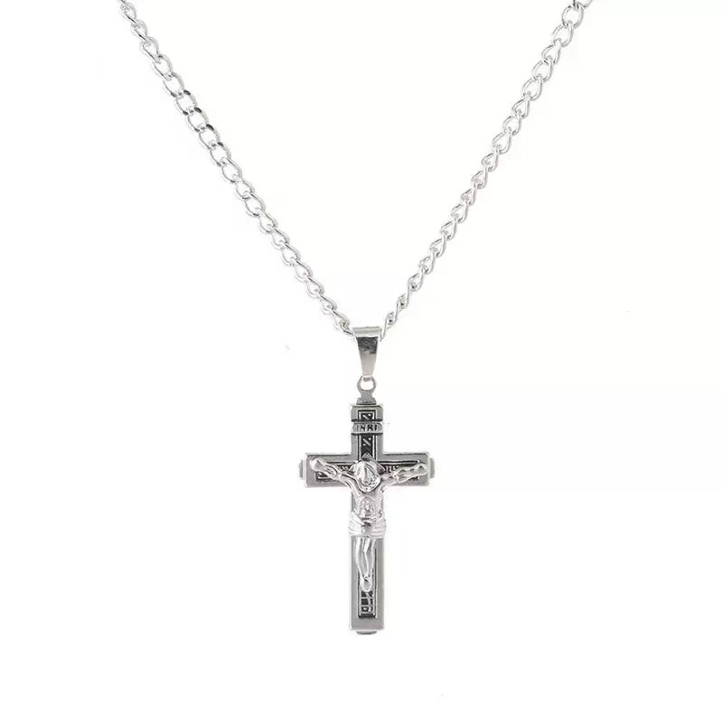 Light luxury faith, Holy Cross necklace, tri-color treasure edition silver/gold/silver mix Christian jewelry for men and women cross pendant necklace 