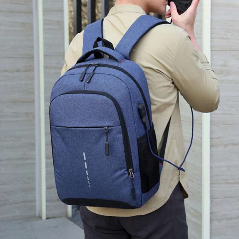 Classic Waterproof USB Charging Casual Men Large Capacity Travel Laptop Backpack School Bag