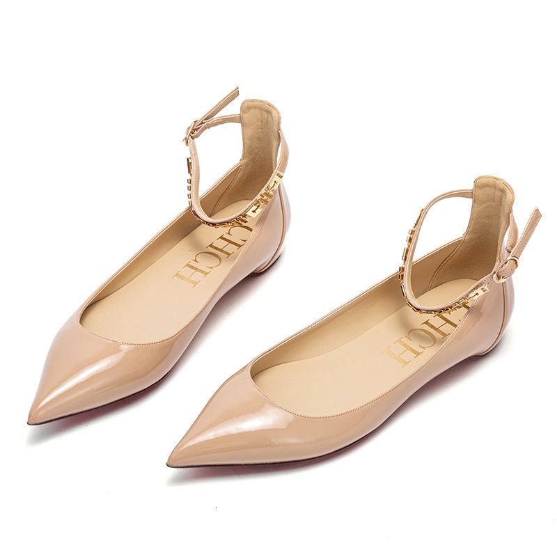 Designer CHCH French Nude Pointed Flat Bottomed Single With Shallow Mouth Temperament, Fashionable, Casual And Comfortable Women's Shoes