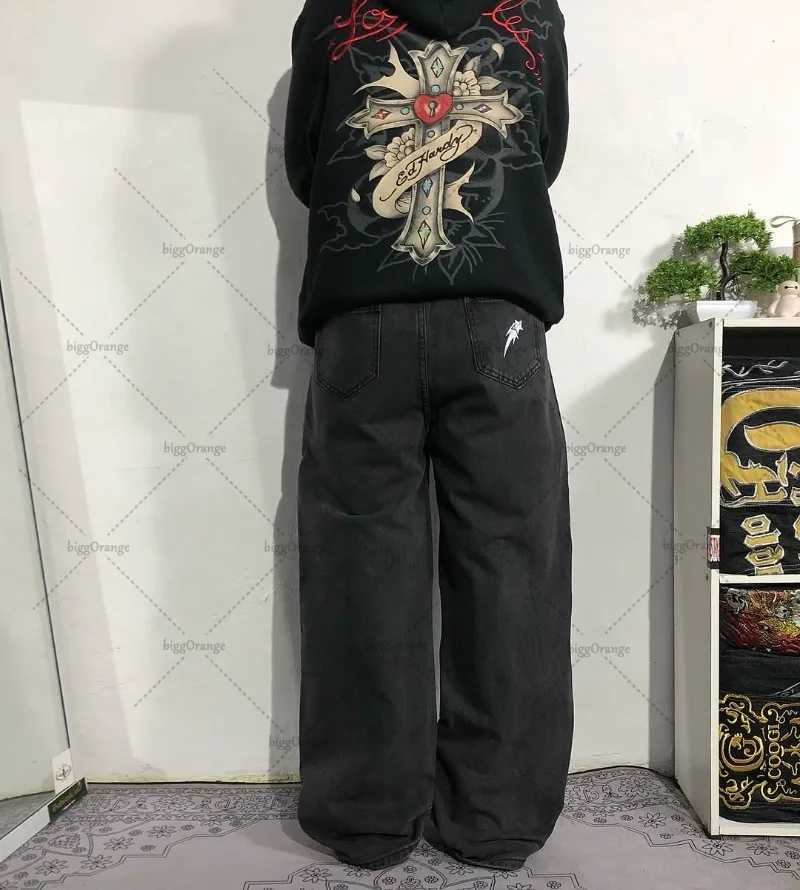 Street Fashion Clothing Personalized Meteor Pattern Fashionable Versatile Jeans Men Retro Harajuku Casual Loose Trousers WomenT250319