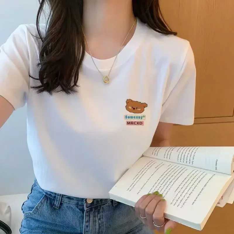 Summer White T-shirt Female Short-sleeved Student Ulzzang Versatile Loose Half-sleeve T-shirt Harajuku BF Top TrendT250320
