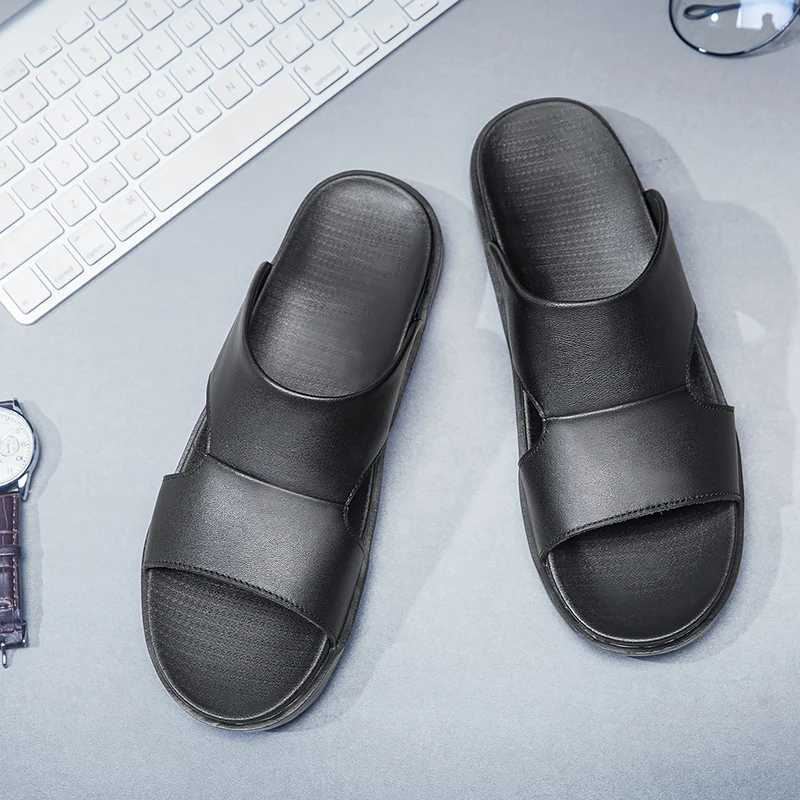 Genuine Leather Slippers Men Slip Casual Sandals Summer Breathable Outdoor Men Half Drag Cfortable Beach Sandals Lazy Shoes Y250320
