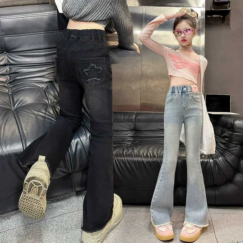 Teen Girls Jeans Vintage Denim Trousers New Fashion Childrens Flared Pants for 5 6 7 8 9 10 11 12 13 14 Years Old Kids BottomT2502320