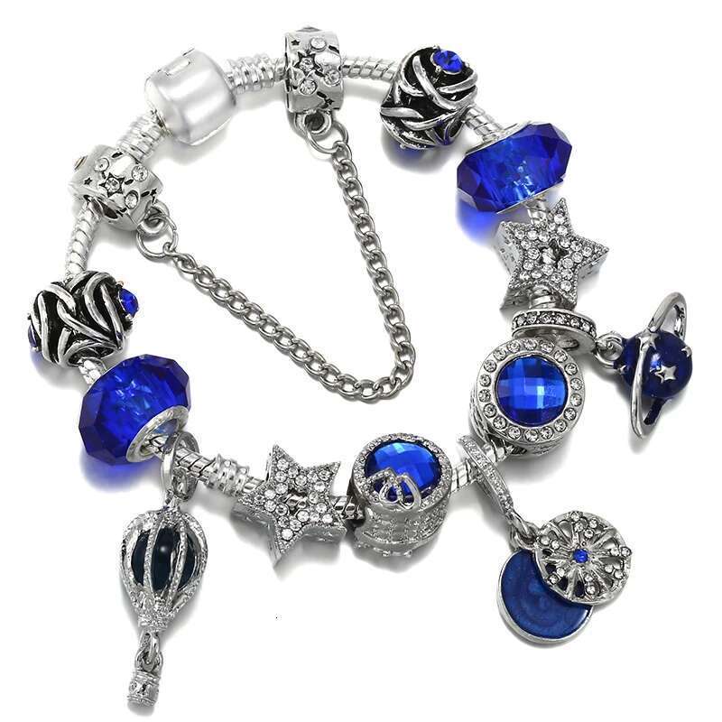 Shinning Rhie Star Beads Charm Bracelets With Snake Chain Brand Bracelets For Women Bijoux Pulseras Jewelry Gift