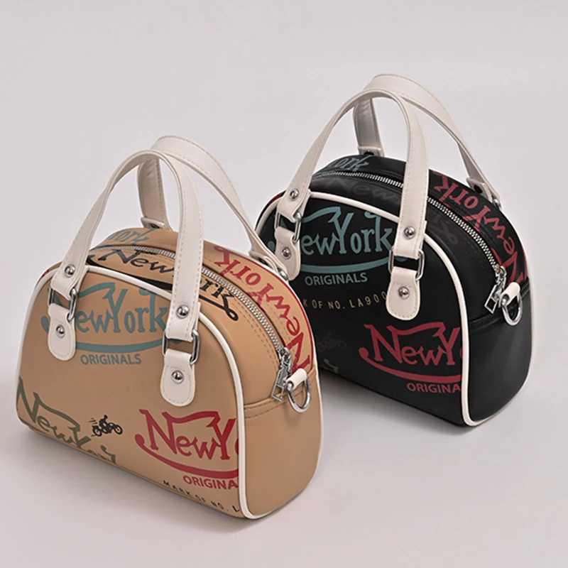 Womens cross body bag leather letter printing New York shell bag large capacity womens handbag Y250319
