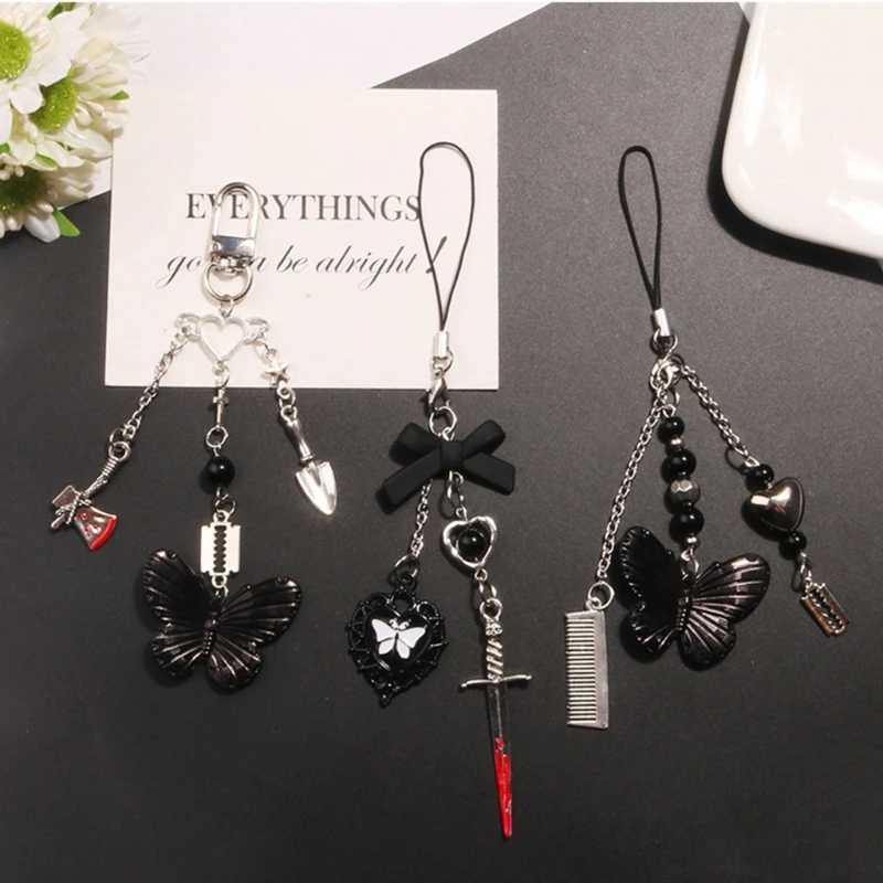Stylish Gothic Keychain Pendant Fashionable Phone Lanyard Unique Phone Pendant Phone Charm Versatile Phone StrapsXJ250319