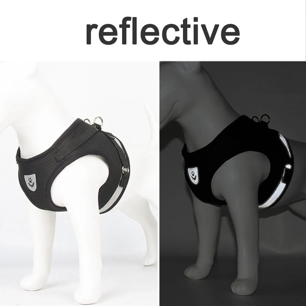 Adjustable breathable pet dog cat harness and belt escape vest for small dogs cats Leads reflective collar 250320