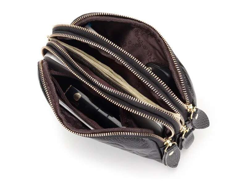Ladies Genuine Leather Clutch Purses Long Women Wallet Multilayer Zipper Wrist Female Coin Purse Wers Mobile Phone Bag