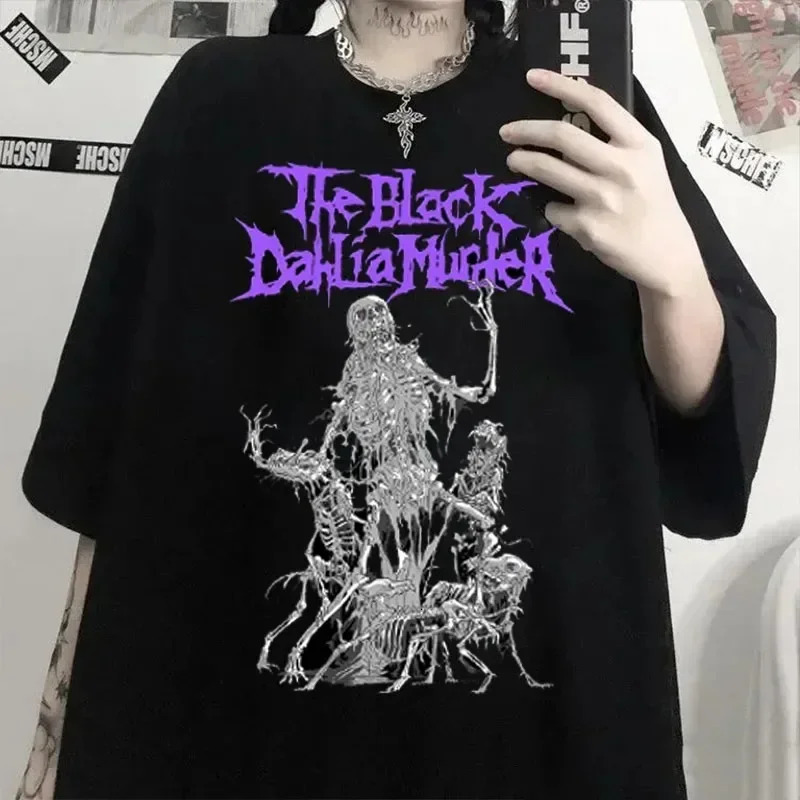 Streetwear Gothic Summer Goth 100% Cotton T Shirt Aesthetic Loose Men Women T-shirt Punk Dark Grunge Top Harajuku Y2k Clothes 250320