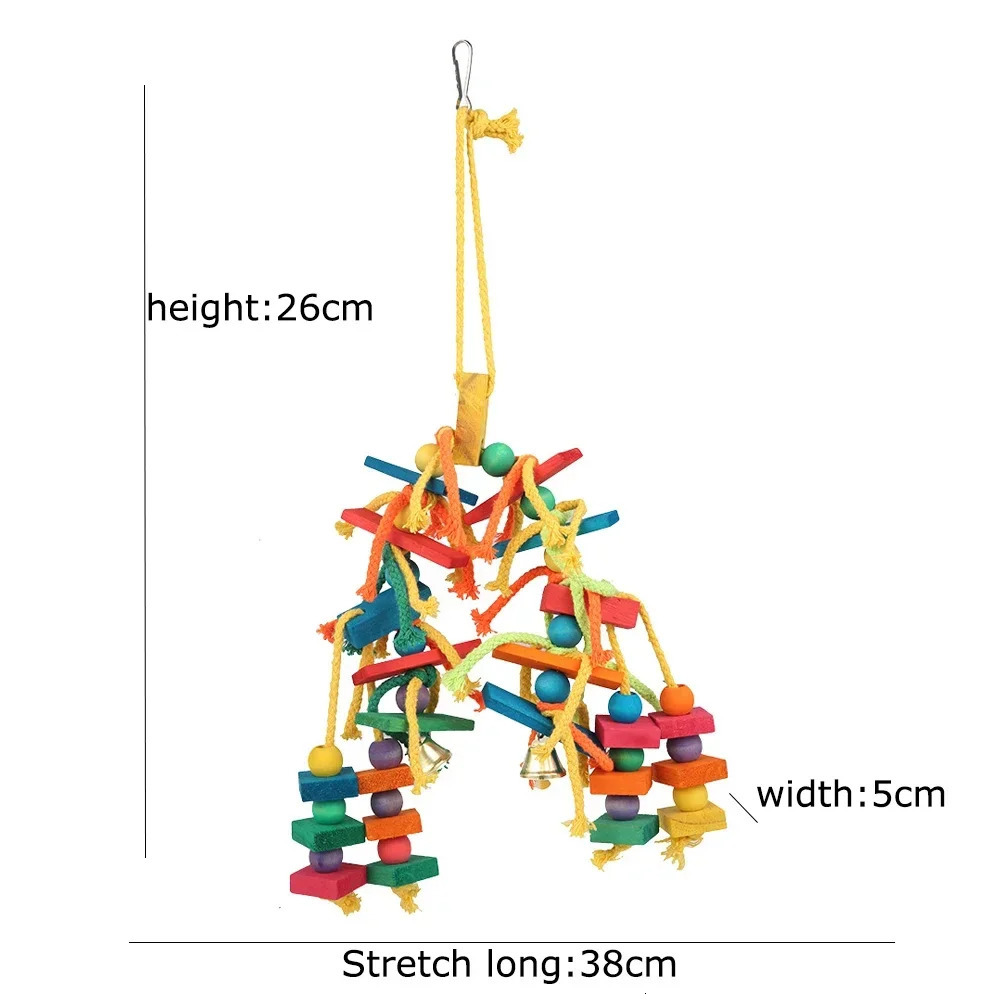 Colorful parrot chew toy natural wood bird perch hanging swing cage pet climbing ladder game supplies 250320