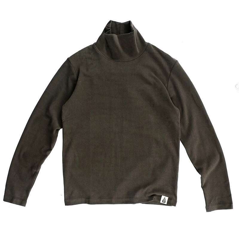 Autumn Imported Double-Sided Cashmere T-Shirt Men's Thickened Solid Color Turtleneck Long Sleeve Casual Couples Bottoming Tops