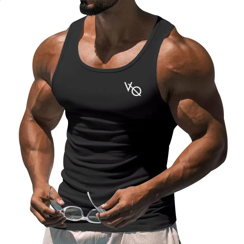 2024 Mens Tank Top Summer Gym Exercise Square Collar Sleeveless Tshirt Breathable And Comfortable Casual Sports Vest 250319