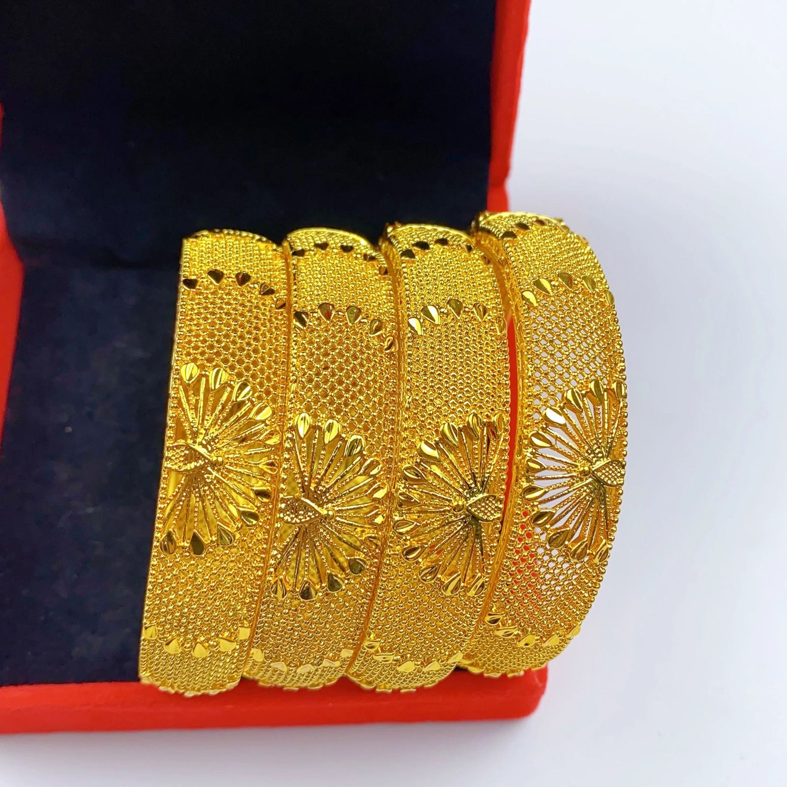 ANIID Fashion Dubai Bridal 24k Gold Color Round Bracelets Bangles Ethiopian Hand Jewelry for Indian Wedding Party Gifts 250320