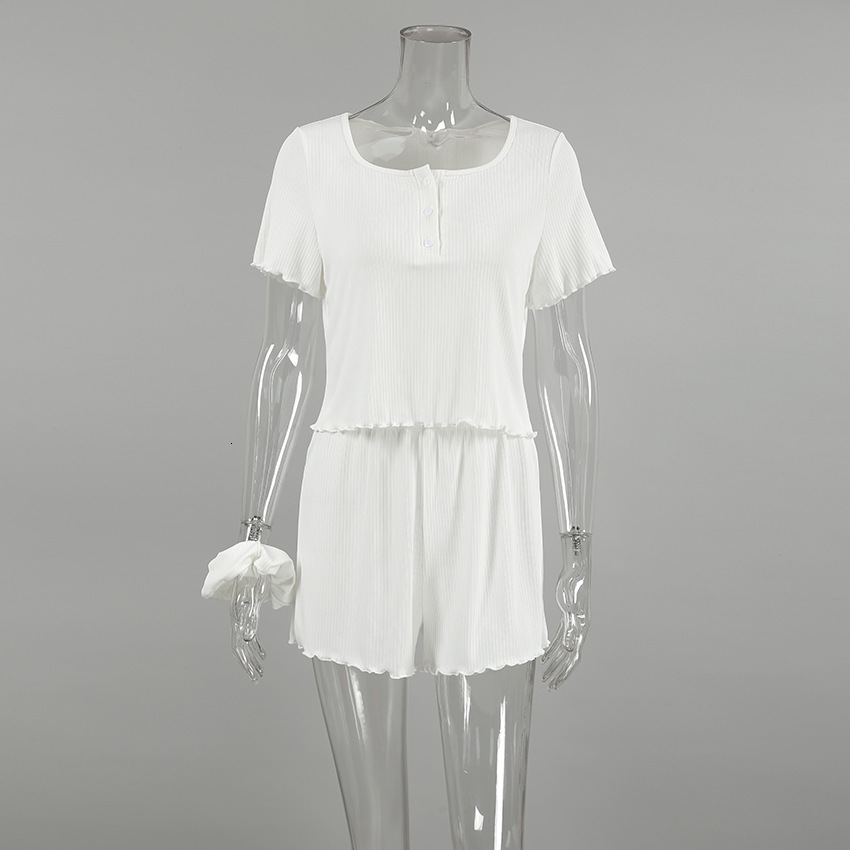 2025 Summer New Knitted Pit Strip Soft and Comfortable Women's Home Clothes Short Sleeve Shorts Two Piece Set