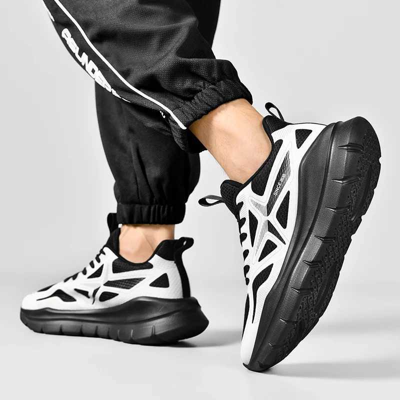 Flying electric running shoes lightweight mesh sports shoes mens platform running shoes marathon running shoes outdoor large mens running shoesW250320