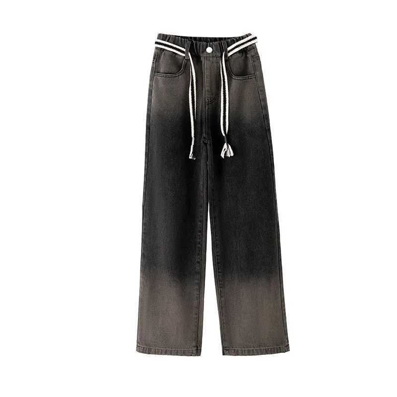 5 To 13 Years Teenage Girls Gradation Jeans Casual Wide Leg Pants Autumn Kids Clothes School Youth Children High Waist TrousersT250326