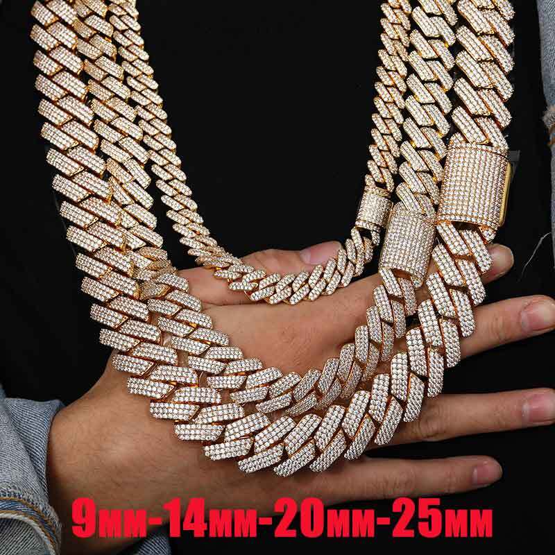 Hiphop/Rock Necklaces Full Miami Curb Link Necklace Men 9mm-14mm-20mm-25mm Bracelet For Men Jewelry High Quality