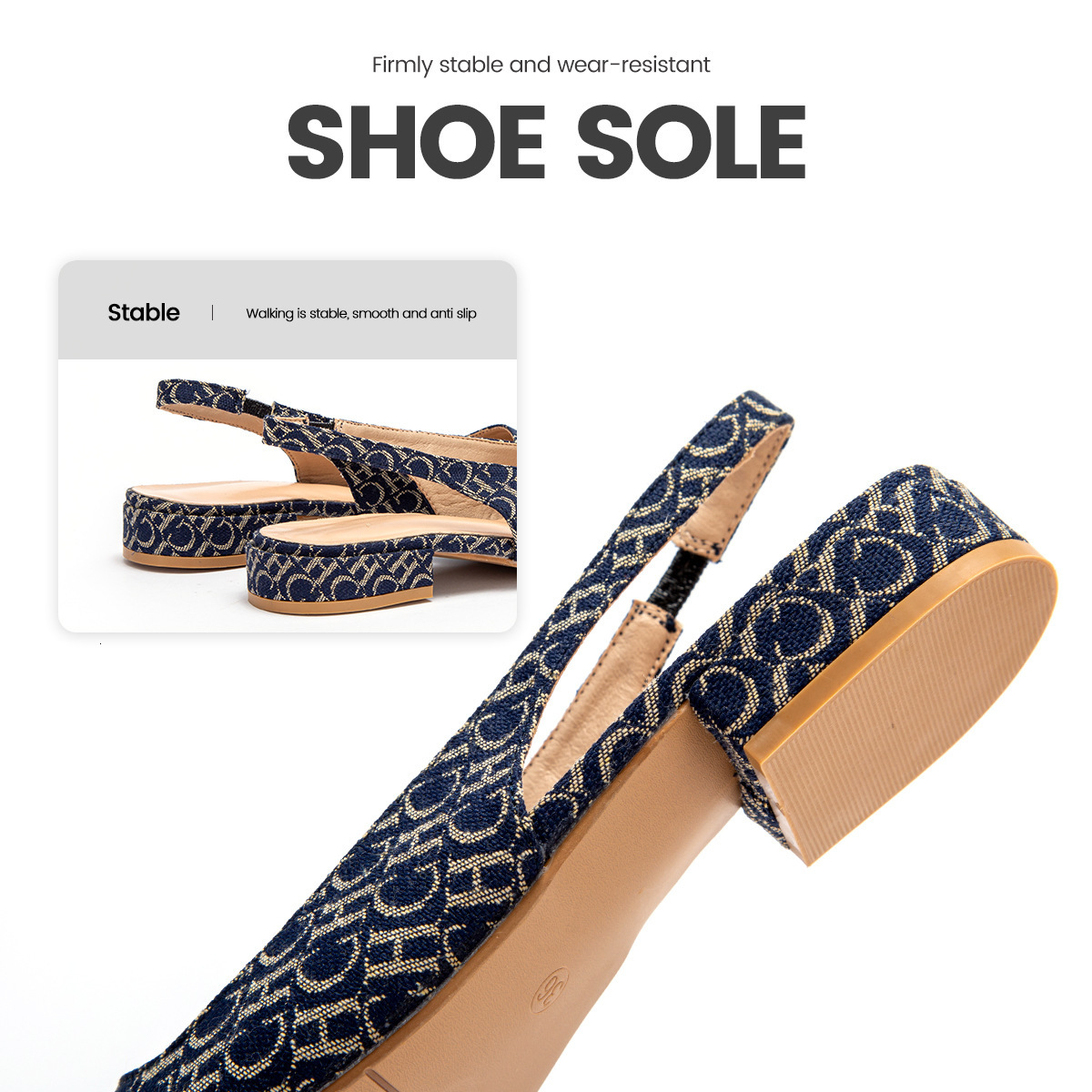 Designer CHCH Letter Printed Fashionable New Product Women's Casual Single Shoes With Low Heels For Comfortable Office Use