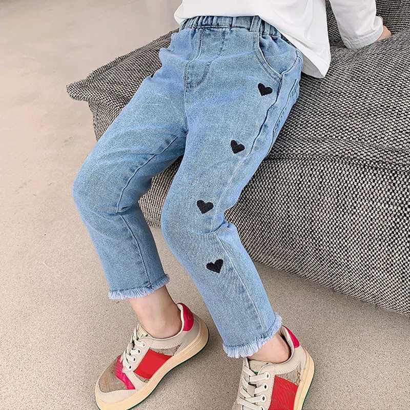 IENENS Spring Jeans Girls Straight Pants Denim Casual Trousers Kids Clothes 1-5 Years Baby Stretch Elastic Waist BottomsT2502320