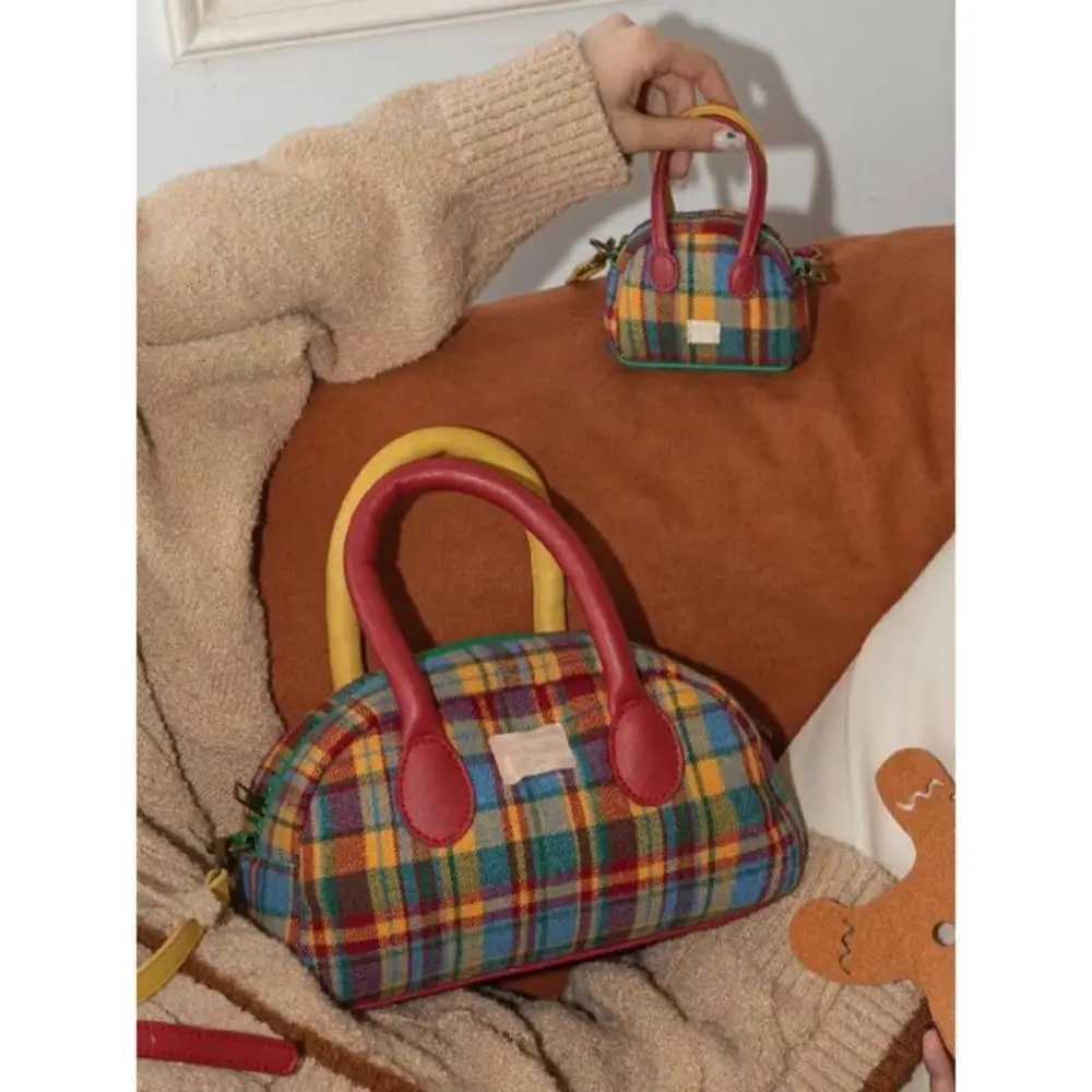Handbag shoulder bag coin wallet cross shaped bag vintage plaid headphone small coin wallet Christmas coin wallet moms gift Y250319