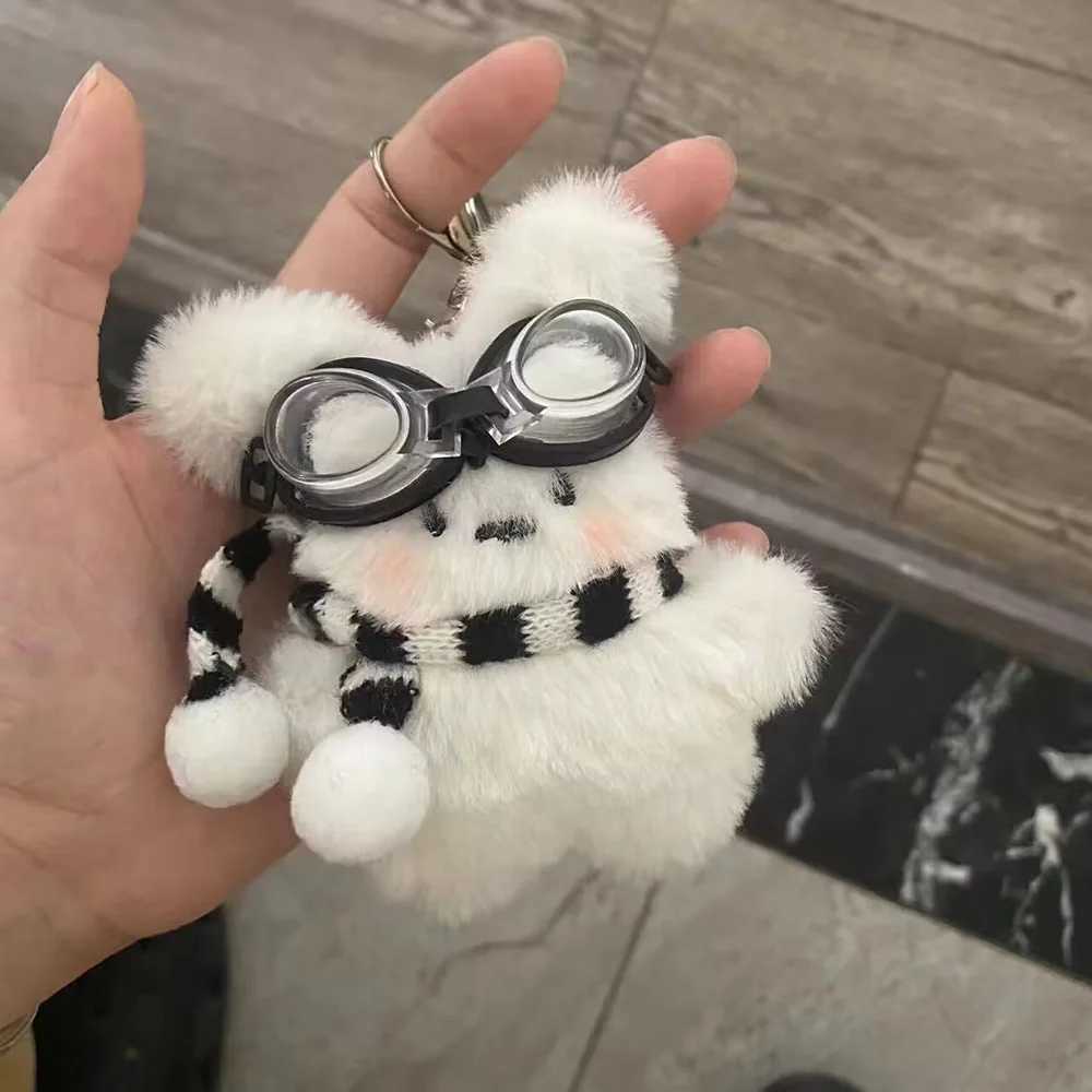 Cartoon teddy bear keychain plush brown bear costume cute glasses bear doll keychain for bag pendant couple keychain giftXJ250319