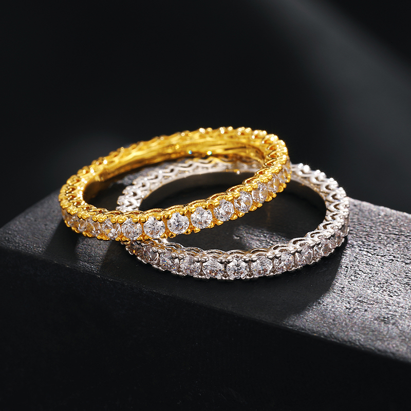 TUHE Unisex 925 Silver Iced Out Ring Moissanite Stone Iced Out Couple Rings Women For Men Hip Hop Jewelry Anniversary Gifts